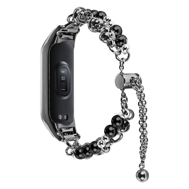 Double Pearl Bead String Metal Watch Band, For Xiaomi Mi Band 3 / 4, For Xiaomi Mi Band 5 / 6, For Xiaomi Mi Band 7