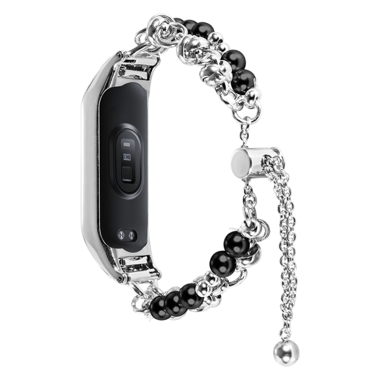 Double Pearl Bead String Metal Watch Band, For Xiaomi Mi Band 3 / 4, For Xiaomi Mi Band 5 / 6, For Xiaomi Mi Band 7
