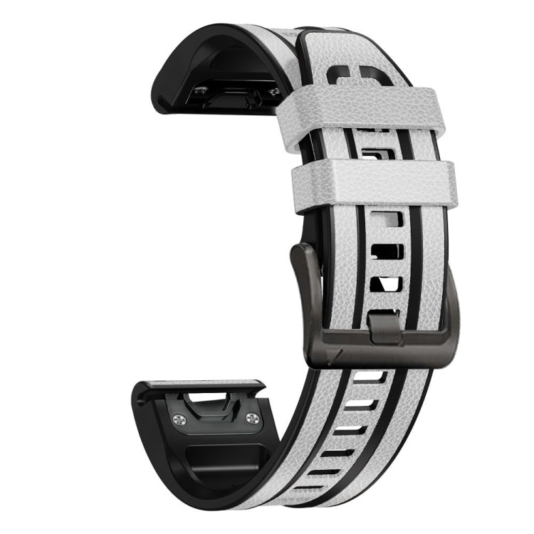 Quick Release Silicone Leather Watch Band, For Garmin Fenix 7