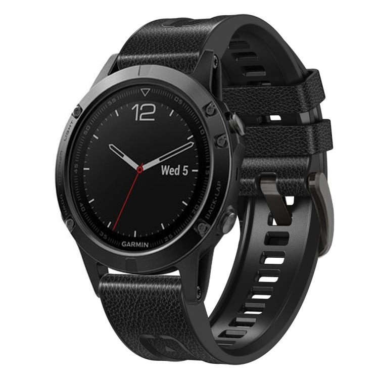 Quick Release Silicone Leather Watch Band, For Garmin Fenix 7
