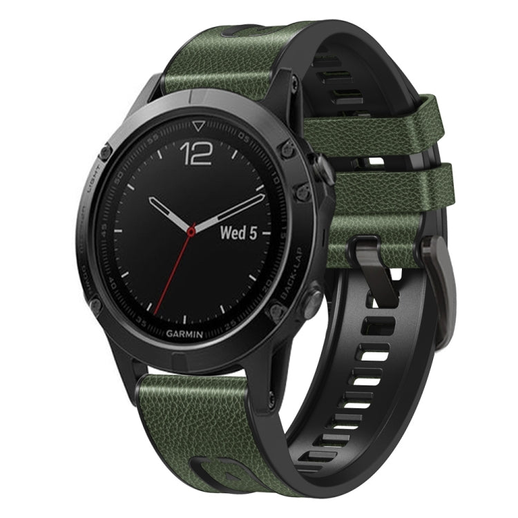 Quick Release Silicone Leather Watch Band, For Garmin Fenix 7