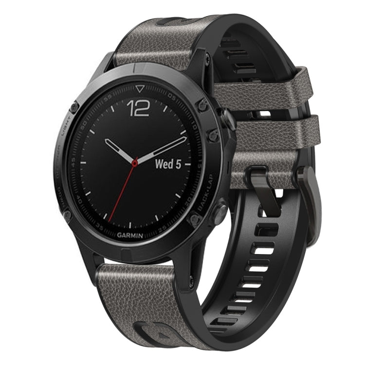Quick Release Silicone Leather Watch Band, For Garmin Fenix 7
