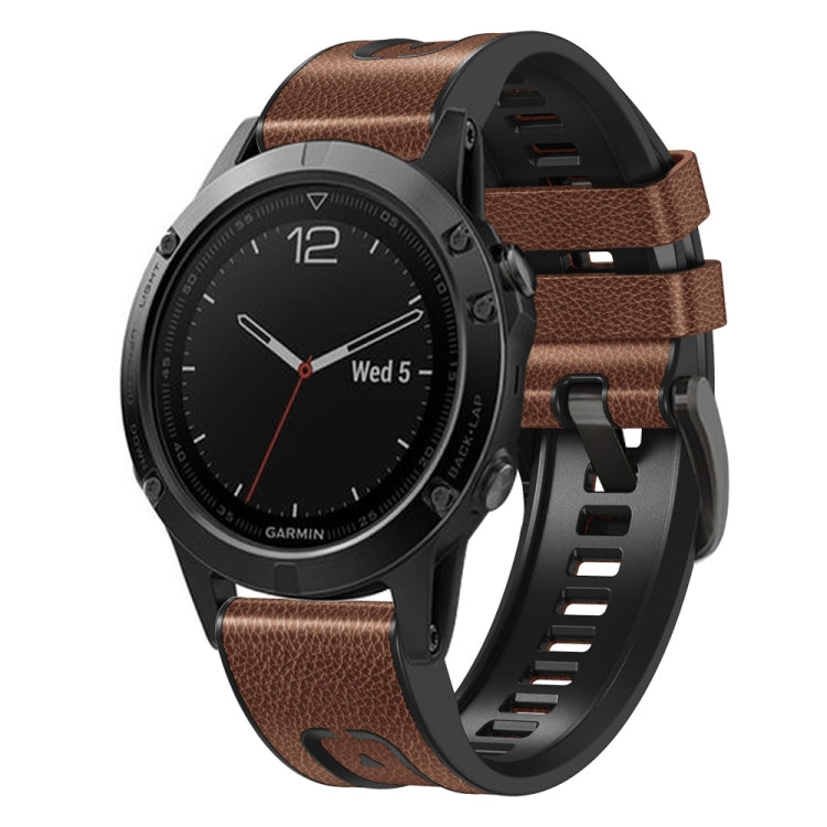 Quick Release Silicone Leather Watch Band, For Garmin Fenix 7