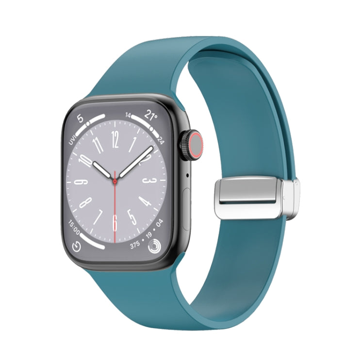 Folding Buckle Silicone Watch Band, For Apple Watch Ultra 49mm, For Apple Watch Series 8&7 45mm / SE 2&6&SE&5&4 44mm / 3&2&1 42mm