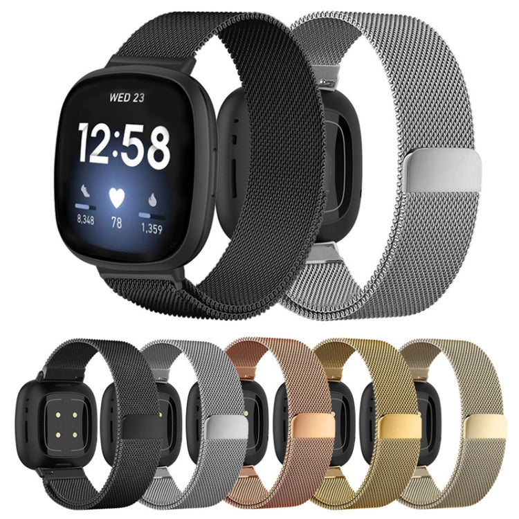 20mm Milanese Magnetic Metal Split Buckle Watch Band, For Fitbit Versa 4 / Versa 3