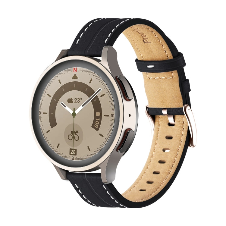 Universal Grooved Genuine Leather Watch Band, For Coros Pace 2/Coros Apex 42mm, For Realme Watch 3/Amazfit GTR4/4 Pro