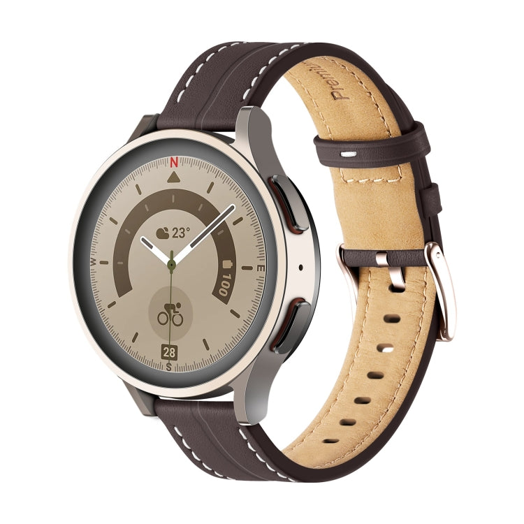 Universal Grooved Genuine Leather Watch Band, For Coros Pace 2/Coros Apex 42mm, For Realme Watch 3/Amazfit GTR4/4 Pro