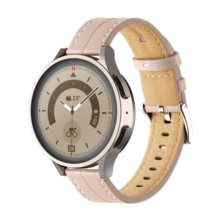 Universal Grooved Genuine Leather Watch Band, For Coros Pace 2/Coros Apex 42mm, For Realme Watch 3/Amazfit GTR4/4 Pro