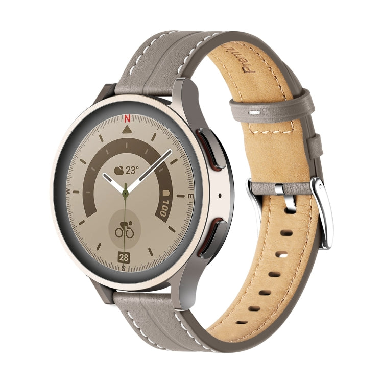 Universal Grooved Genuine Leather Watch Band, For Coros Pace 2/Coros Apex 42mm, For Realme Watch 3/Amazfit GTR4/4 Pro