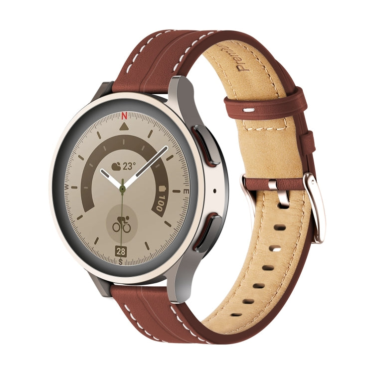 Universal Grooved Genuine Leather Watch Band, For Coros Pace 2/Coros Apex 42mm, For Realme Watch 3/Amazfit GTR4/4 Pro