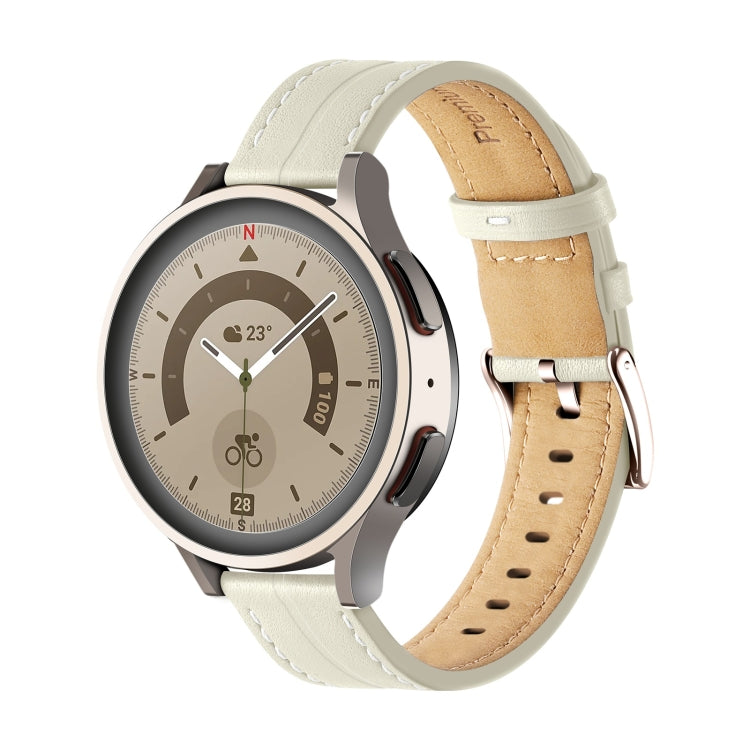 Universal Grooved Genuine Leather Watch Band, For Coros Pace 2/Coros Apex 42mm, For Realme Watch 3/Amazfit GTR4/4 Pro