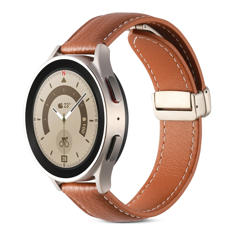 Universal Folding Buckle Genuine Leather Watch Band, For Coros Pace 2/Coros Apex 42mm, For Realme Watch 3/Amazfit GTR4/4 Pro