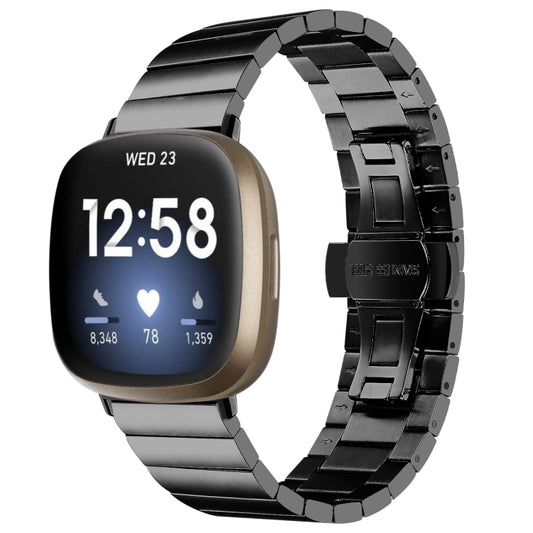 Universal Butterfly Buckle Metal Watch Band, For Fitbit Versa 3 / Sense, For Fitbit Versa 4 / Sense 2