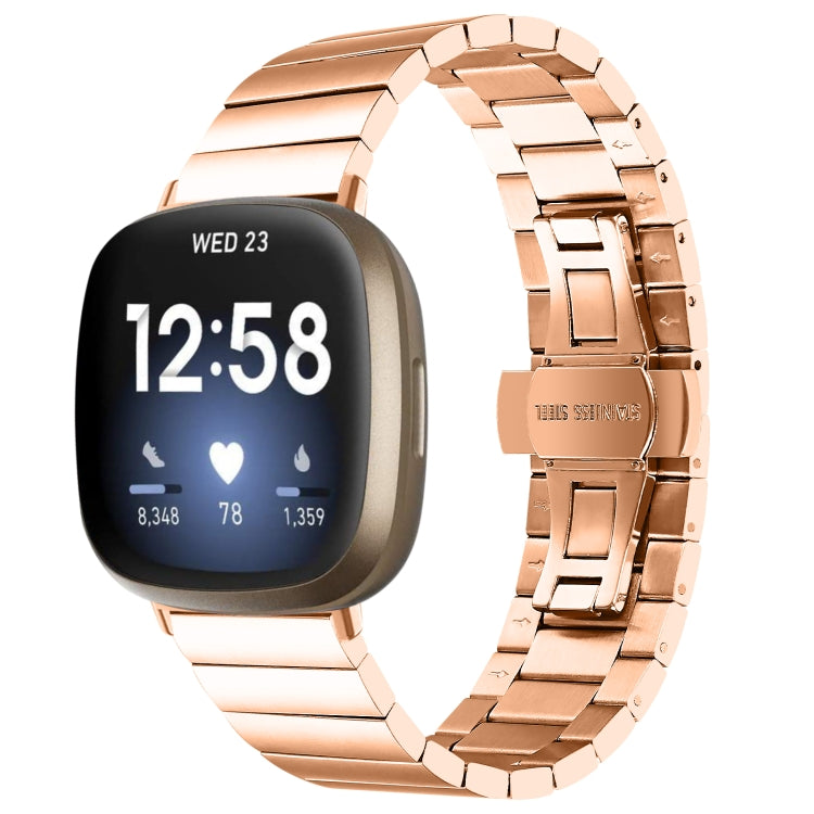 Universal Butterfly Buckle Metal Watch Band, For Fitbit Versa 3 / Sense, For Fitbit Versa 4 / Sense 2