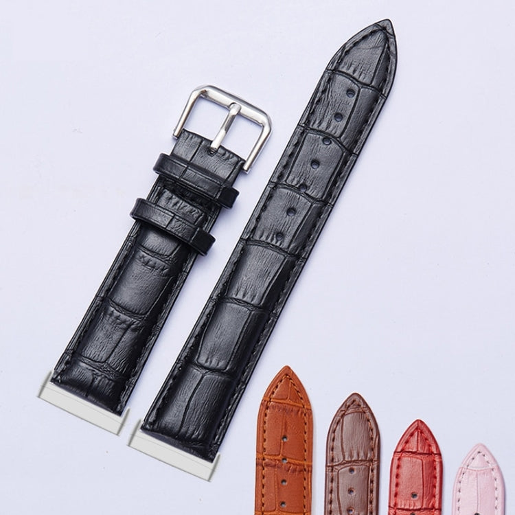 Universal Crocodile Texture Genuine Leather Watch Band, For Fitbit Versa 3 / Sense, For Fitbit Versa 4 / Sense 2
