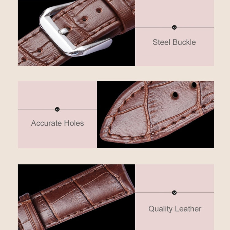 Universal Crocodile Texture Genuine Leather Watch Band, For Fitbit Versa 3 / Sense, For Fitbit Versa 4 / Sense 2
