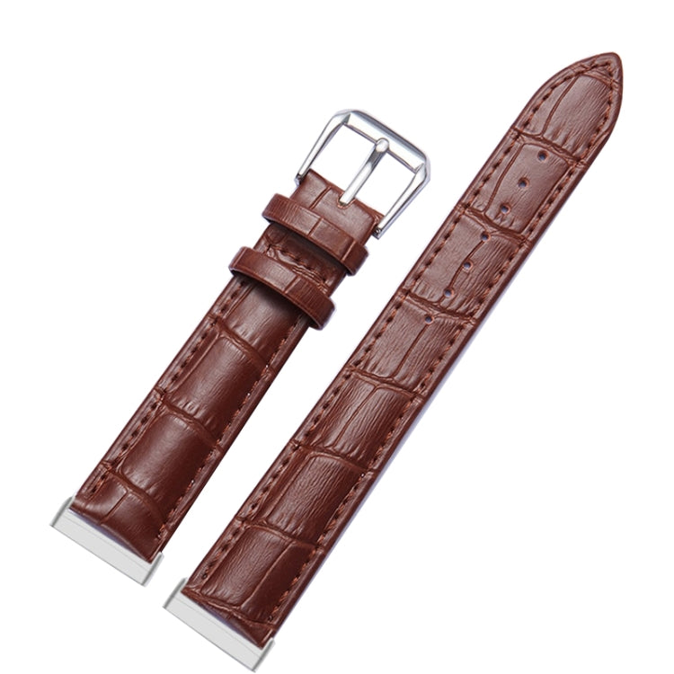 Universal Crocodile Texture Genuine Leather Watch Band, For Fitbit Versa 3 / Sense, For Fitbit Versa 4 / Sense 2