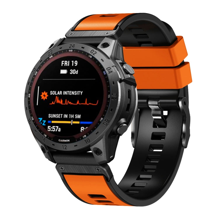 26mm Plain Weave Two-Color Quick Release Silicone Watch Band, For Garmin Fenix 7X
