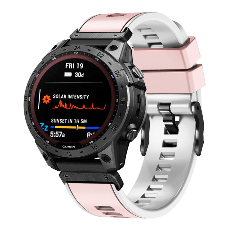 26mm Plain Weave Two-Color Quick Release Silicone Watch Band, For Garmin Fenix 7X