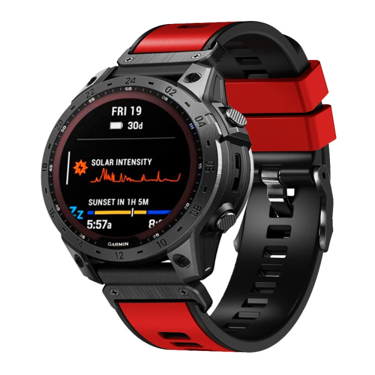 26mm Plain Weave Two-Color Quick Release Silicone Watch Band, For Garmin Fenix 7X