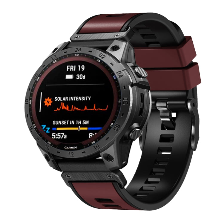 26mm Plain Weave Two-Color Quick Release Silicone Watch Band, For Garmin Fenix 7X