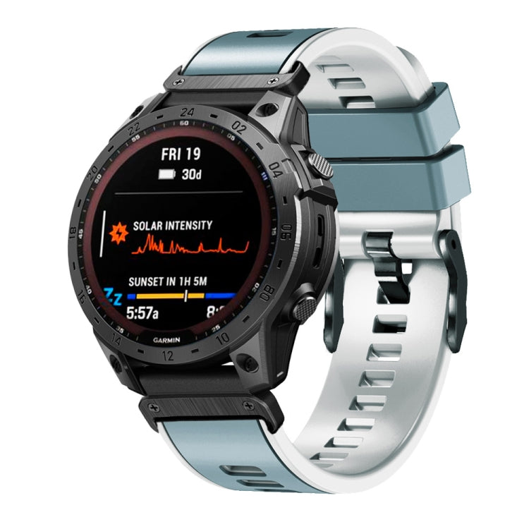 26mm Plain Weave Two-Color Quick Release Silicone Watch Band, For Garmin Fenix 7X