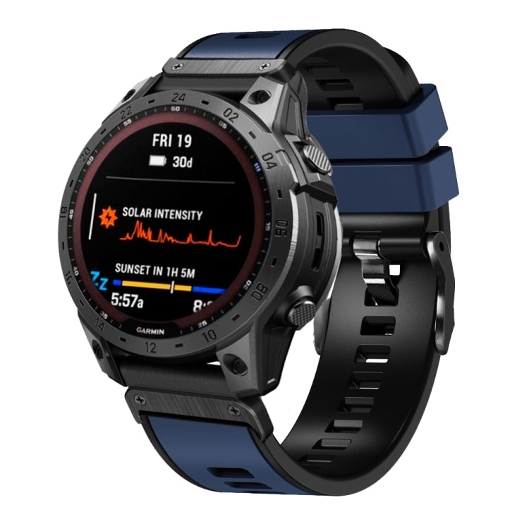 26mm Plain Weave Two-Color Quick Release Silicone Watch Band, For Garmin Fenix 7X