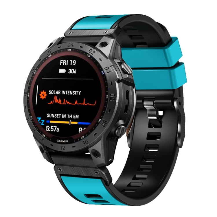 26mm Plain Weave Two-Color Quick Release Silicone Watch Band, For Garmin Fenix 7X