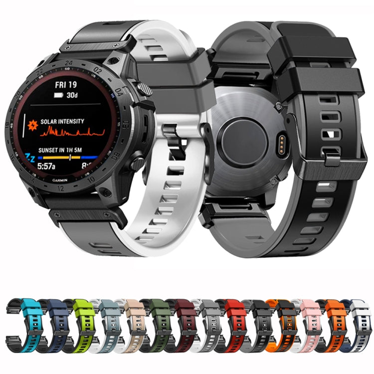 26mm Plain Weave Two-Color Quick Release Silicone Watch Band, For Garmin Fenix 7X