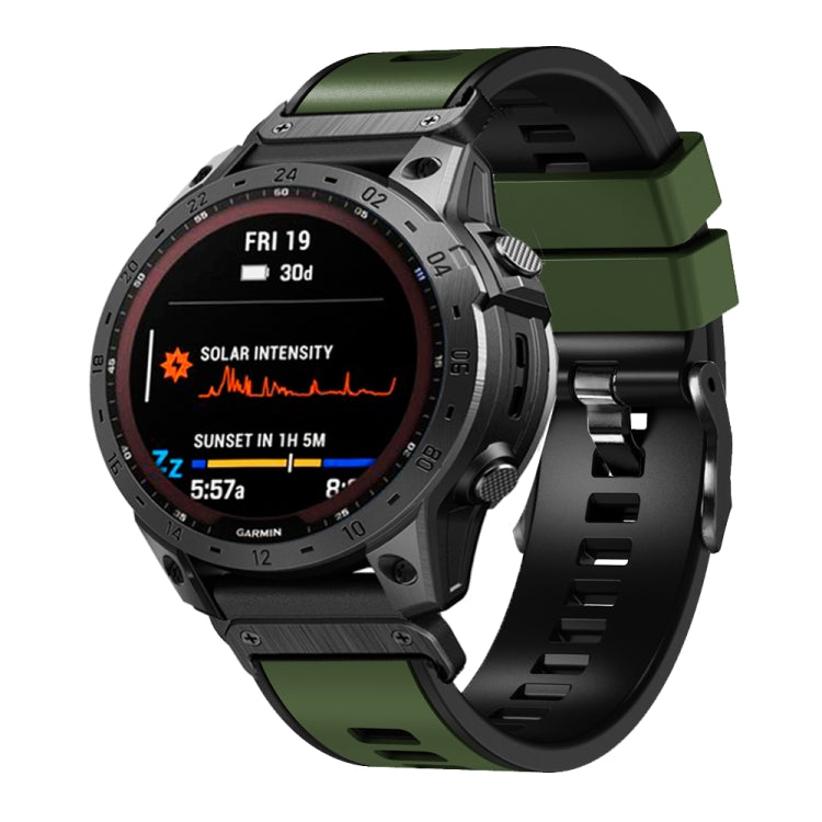 22mm Plain Weave Two-Color Quick Release Silicone Watch Band, For Garmin Fenix 7