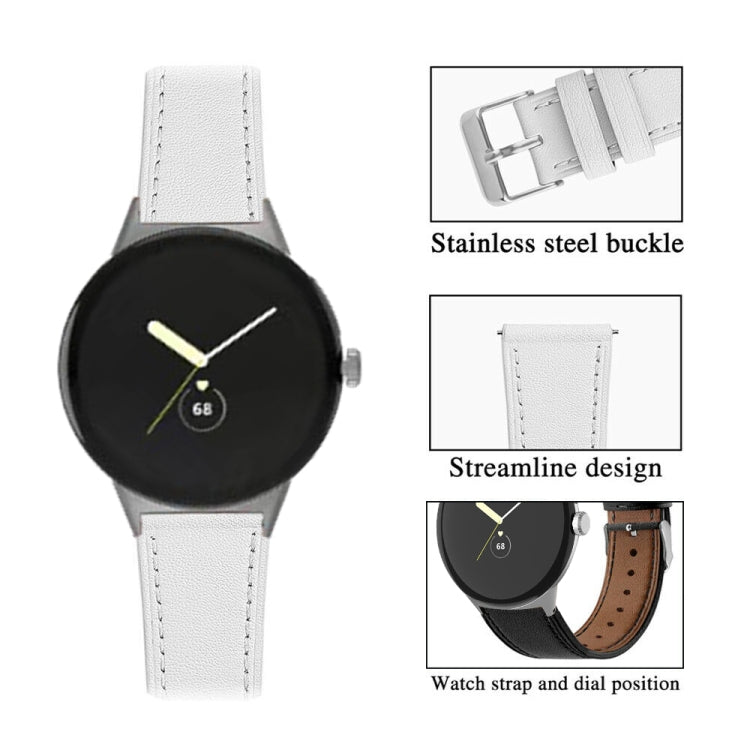 Round Tail Genuine Leather Watch Band, For Google Pixel Watch 4 / 3 / 2 / 1 41mm