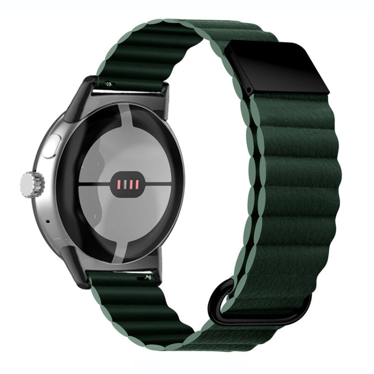 Reverse Buckle Magnetic Genuine Leather Watch Band, For Google Pixel Watch 4 / 3 / 2 / 1 41mm