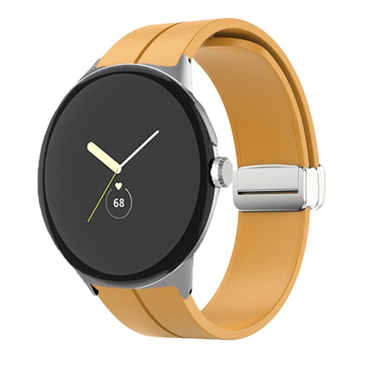 Solid-color Folding Buckle Silicone Watch Band, For Google Pixel Watch 4 / 3 / 2 / 1 41mm