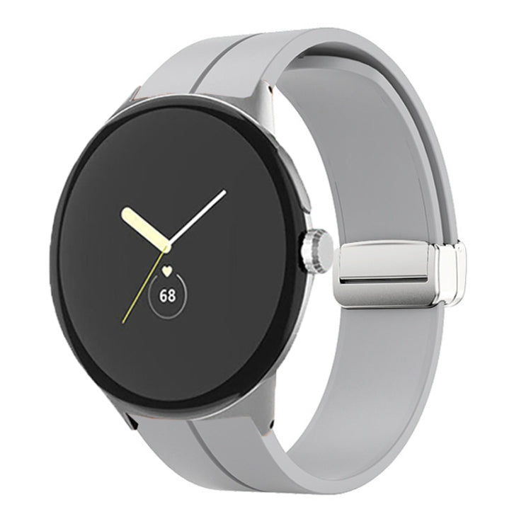 Solid-color Folding Buckle Silicone Watch Band, For Google Pixel Watch 4 / 3 / 2 / 1 41mm