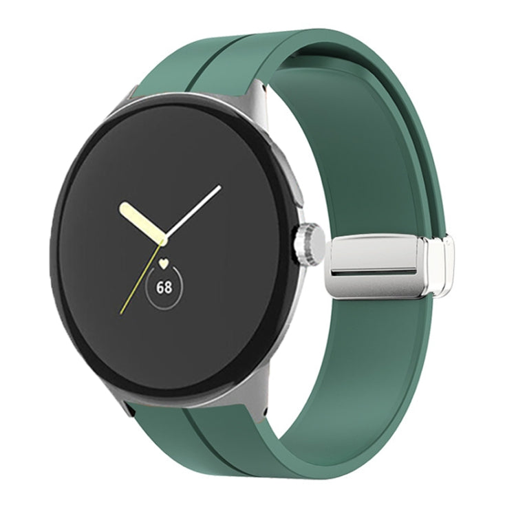 Solid-color Folding Buckle Silicone Watch Band, For Google Pixel Watch 4 / 3 / 2 / 1 41mm