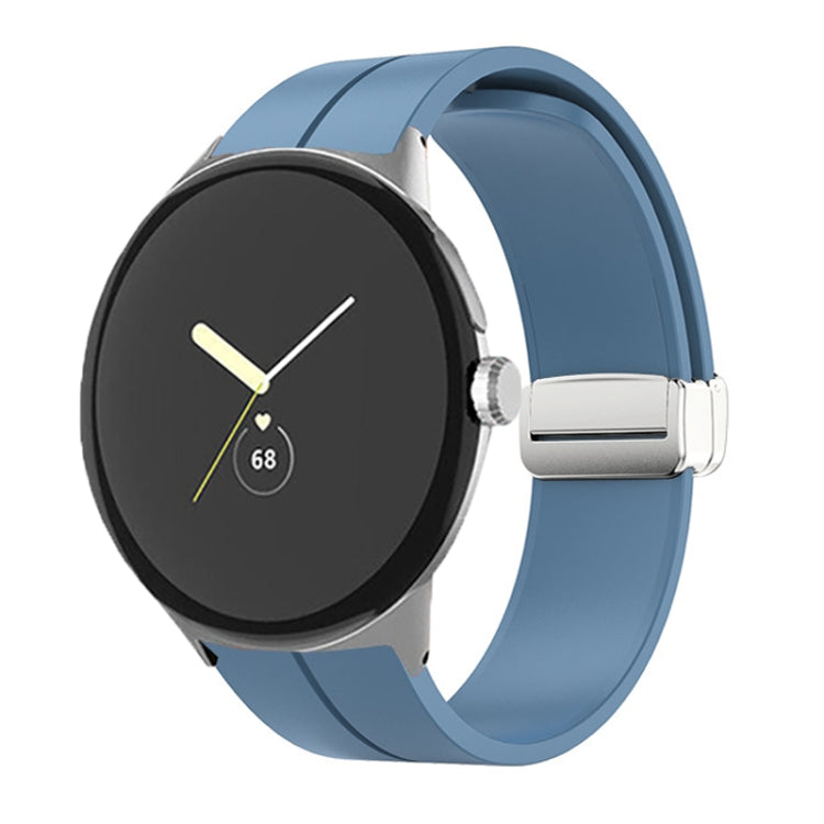 Solid-color Folding Buckle Silicone Watch Band, For Google Pixel Watch 4 / 3 / 2 / 1 41mm