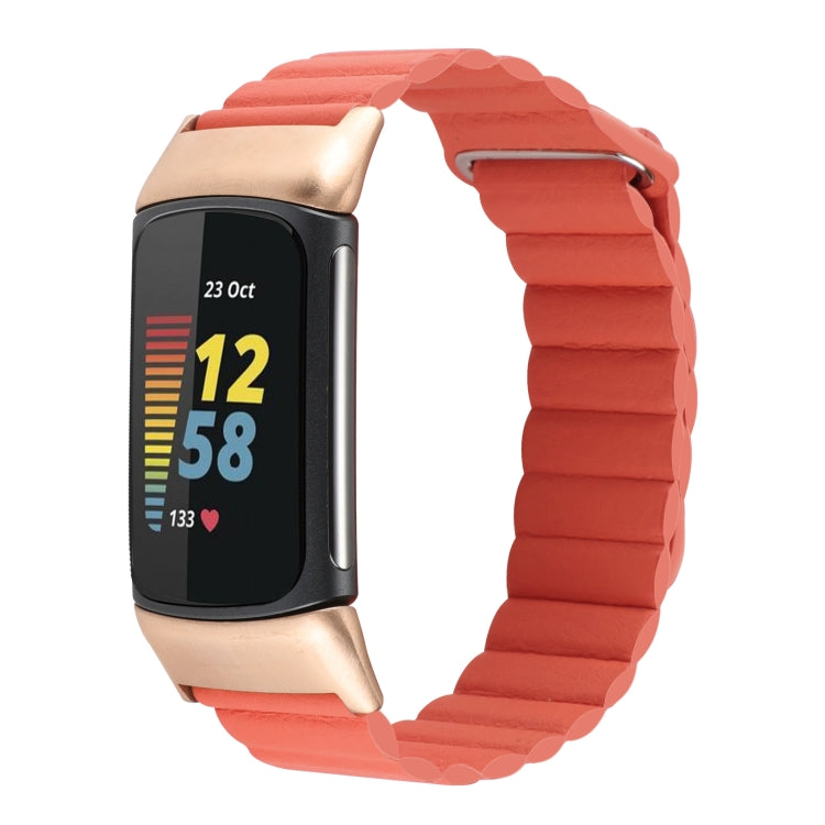 Magnetic Loop Leather Watch Band, For Fitbit Charge 5