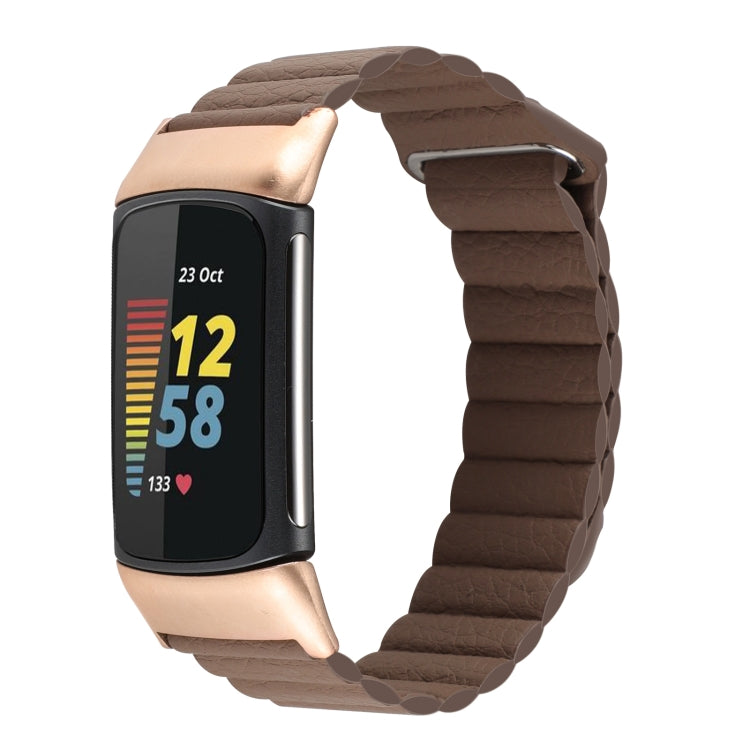 Magnetic Loop Leather Watch Band, For Fitbit Charge 5
