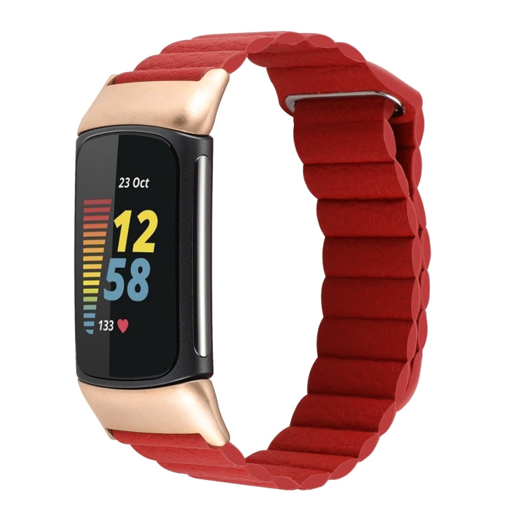 Magnetic Loop Leather Watch Band, For Fitbit Charge 5