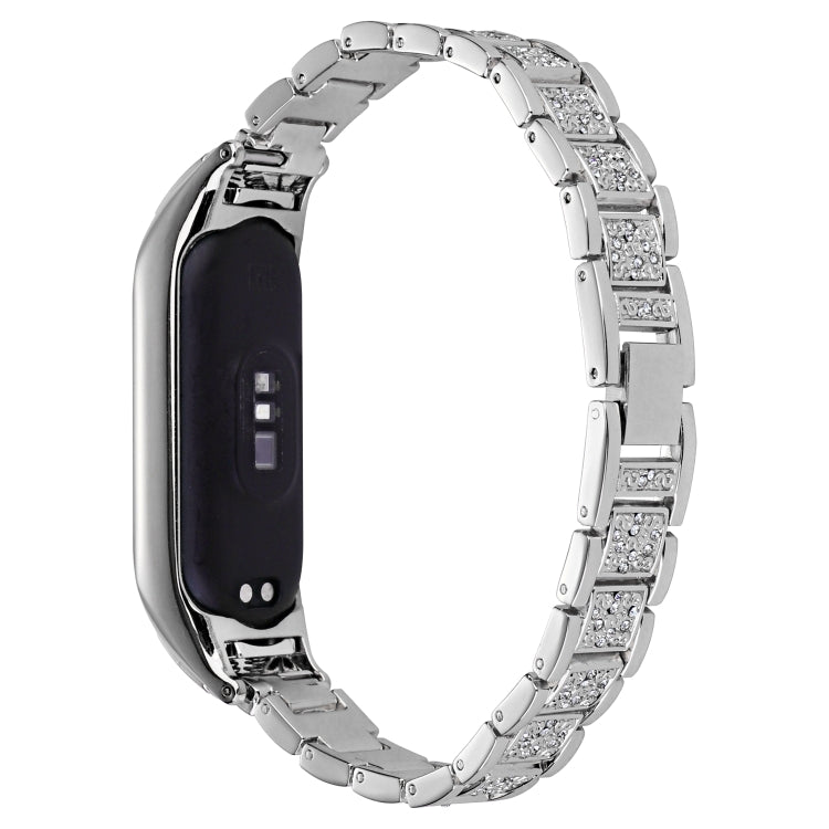 Universal Three-beads Full Diamond Metal Watch Band, For Xiaomi Mi Band 7, For Xiaomi Mi Band 6 / 5, For Xiaomi Mi Band 4 / 3