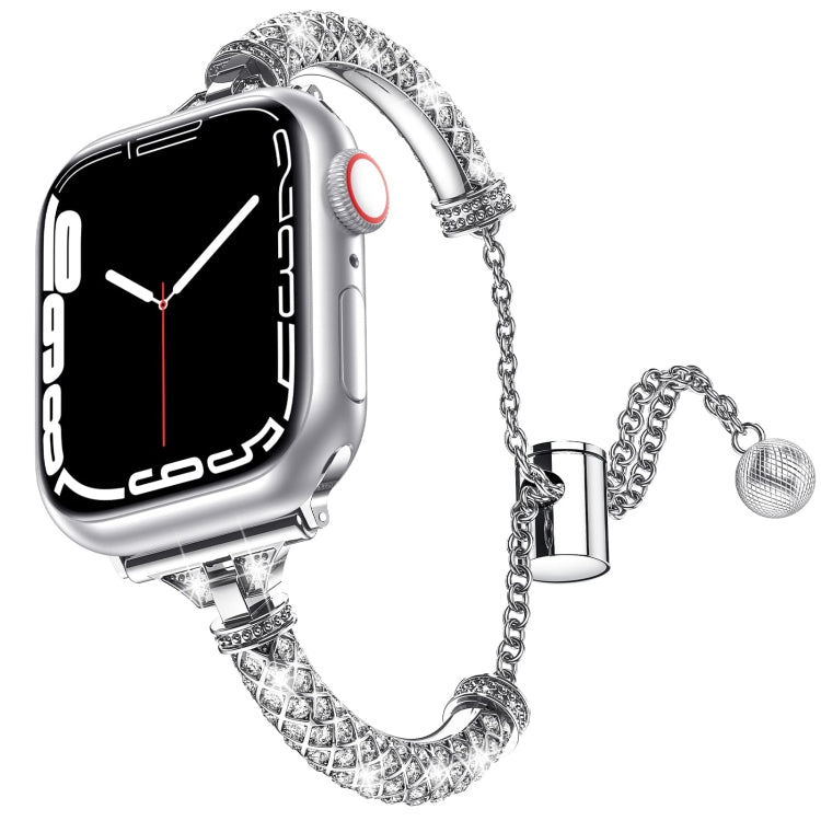 Full Diamond Metal Bracelet Watch Band, For Apple Watch Series 8&7 45mm / SE 2&6&SE&5&4 44mm, For Apple Watch Series 8&7 41mm / SE 2&6&SE&5&4 40mm