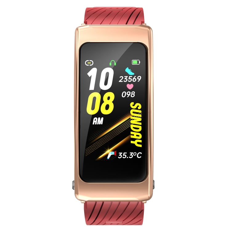 K20 1.14 inch Silicone Band Earphone Detachable Life Waterproof Smart Watch Support Bluetooth Call, Silicone Band (Black Rose Gold)