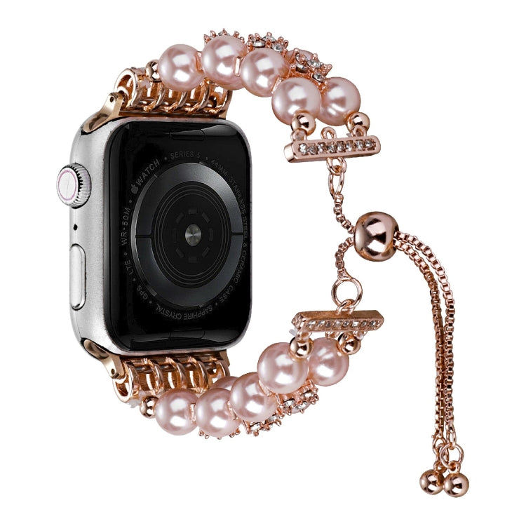 Double Row Beads Telescopic Chain Watch Band, For Apple Watch Ultra 49mm / Series 8&7 45mm / SE 2&6&SE&5&4 44mm / 3&2&1 42mm, For Apple Watch Series 8&7 41mm / SE 2&6&SE&5&4 40mm / 3&2&1 38mm