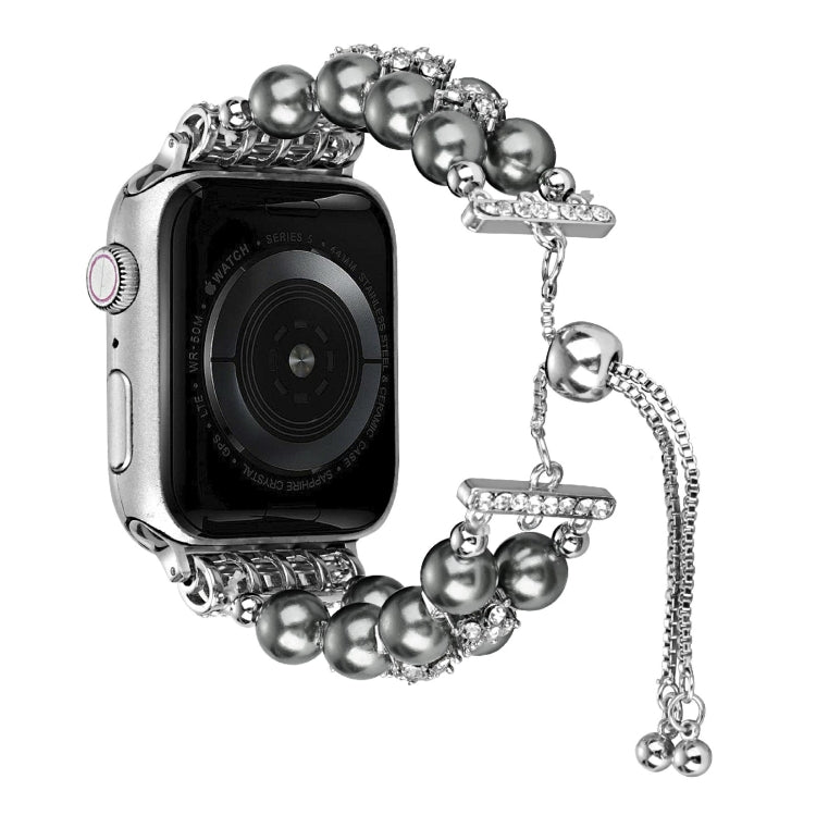 Double Row Beads Telescopic Chain Watch Band, For Apple Watch Ultra 49mm / Series 8&7 45mm / SE 2&6&SE&5&4 44mm / 3&2&1 42mm, For Apple Watch Series 8&7 41mm / SE 2&6&SE&5&4 40mm / 3&2&1 38mm