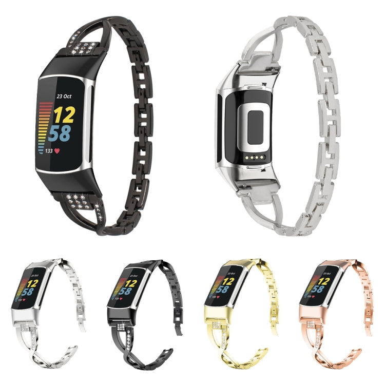 Diamond Metal Watch Band, For Fitbit Charge 2, For Fitbit Charge 5, For Fitbit Charge 3 / 4