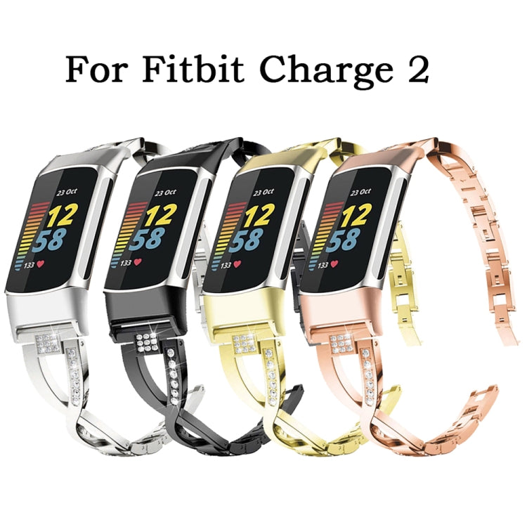 Diamond Metal Watch Band, For Fitbit Charge 2, For Fitbit Charge 5, For Fitbit Charge 3 / 4