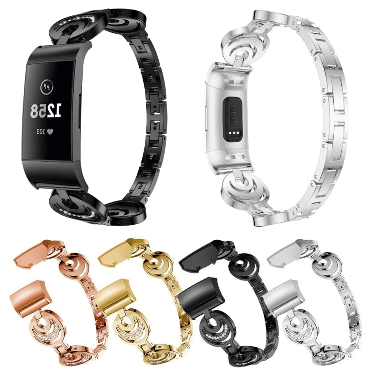 Sun Moon Star Diamond Metal Watch Band, For Fitbit Charge 2, For Fitbit Charge 5, For Fitbit Charge 3 / 4