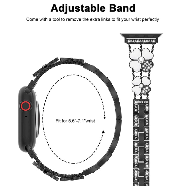 Petal Metal Diamond Watch Band, For Apple Watch Ultra 49mm, For Apple Watch SE 2023 44mm, For Apple Watch 8 41mm, For Apple Watch 8 45mm