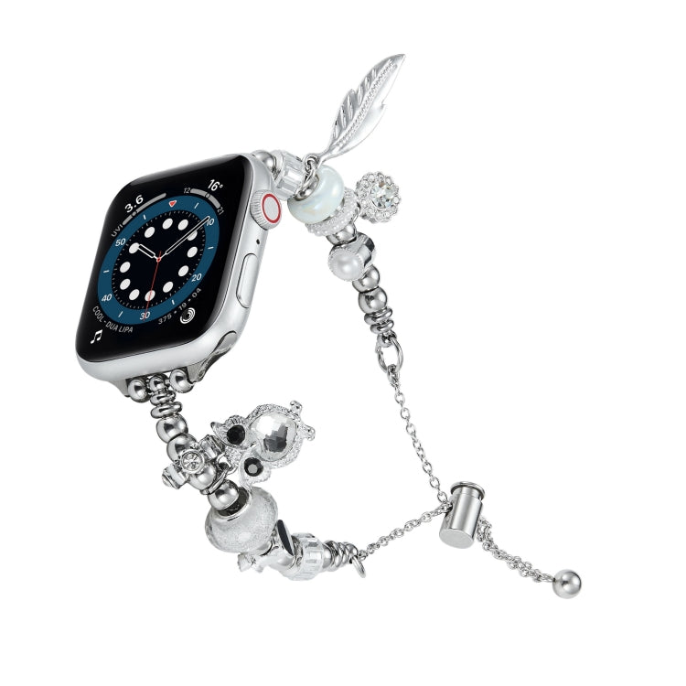 Bead Bracelet Metal Watch Band, For Apple Watch Series 10 46mm, For Apple Watch Series 10 42mm, For Apple Watch SE 2023 44mm, For Apple Watch SE 2023 40mm, For Apple Watch Ultra 2 49mm, For Apple Watch 9 45mm, For Apple Watch 9 41mm                    ...