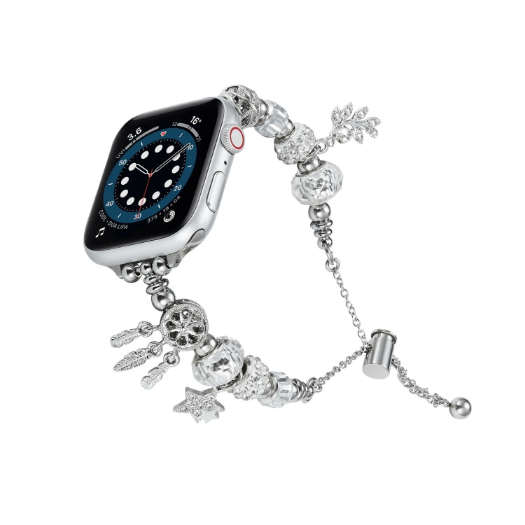 Bead Bracelet Metal Watch Band, For Apple Watch Series 10 46mm, For Apple Watch Series 10 42mm, For Apple Watch SE 2023 44mm, For Apple Watch SE 2023 40mm, For Apple Watch Ultra 2 49mm, For Apple Watch 9 45mm, For Apple Watch 9 41mm                    ...
